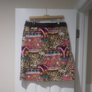 Brown and Black Knee-Length A-Line Skirt for Casual Wear